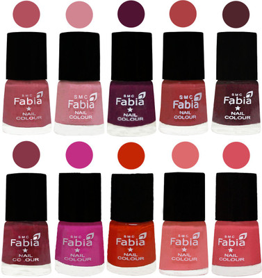 

FABIA Matte Nail Polish Combo/Multicolor Nail Polish/Mix Color/Combo Color Set of 10pcs(6ml each) 110201842 Mauve Pink-Rose-Boysenberry-Peach-Wine-Wine Red-Pink Pink-Fire Orange-Baby Pink-Punch Pink(Pack of 10)
