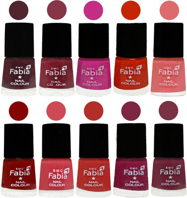 

FABIA Matte Nail Polish Combo/Multicolor Nail Polish/Mix Color/Combo Color Set of 10pcs(6ml each) 110201927 Wine-Wine Red-Pink Pink-Fire Orange-Baby Pink-Bold Red-Strawberry-Candy Orange-Dark Magenta-Plum(Pack of 10)