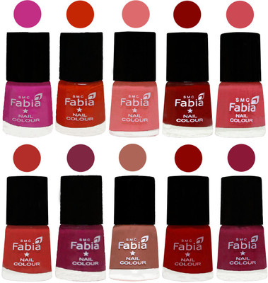 

FABIA Matte Nail Polish Combo/Multicolor Nail Polish/Mix Color/Combo Color Set of 10pcs(6ml each) 110201960 Pink Pink-Fire Orange-Baby Pink-Bold Red-Strawberry-Candy Orange-Dark Magenta-Coral-Red-Pure Wine(Pack of 10)