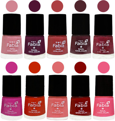 

FABIA Matte Nail Polish Combo/Multicolor Nail Polish/Mix Color/Combo Color Set of 10pcs(6ml each) 110201866 Rose-Boysenberry-Peach-Wine-Wine Red-Pink Pink-Fire Orange-Baby Pink-Bold Red-Shock Pink Light(Pack of 10)
