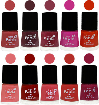 

FABIA Nail Polish Combo/Multicolor Nail Polish/Mix Color/Combo Color Set of 10pcs(6ml each) 110201902 Peach-Wine-Wine Red-Pink Pink-Fire Orange-Baby Pink-Bold Red-Strawberry-Candy Orange-Pure Wine(Pack of 10)