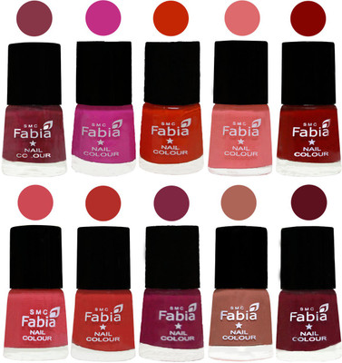 

FABIA Matte Nail Polish Combo/Multicolor Nail Polish/Mix Color/Combo Color Set of 10pcs(6ml each) 110201940 Wine Red-Pink Pink-Fire Orange-Baby Pink-Bold Red-Strawberry-Candy Orange-Dark Magenta-Coral-Maroon(Pack of 10)