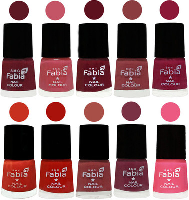 

FABIA Matte Nail Polish Combo/Multicolor Nail Polish/Mix Color/Combo Color Set of 10pcs(6ml each) 110202091 Jam-Light Pink-Maroon-Dark Nude-Pure Wine-Orange-Reddish Red-Dark Peach-Plum-Shock Pink Light(Pack of 10)