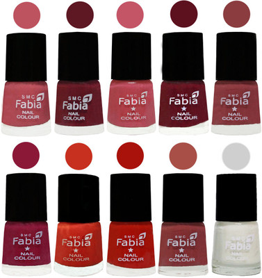 

FABIA Matte Nail Polish Combo/Multicolor Nail Polish/Mix Color/Combo Color Set of 10pcs(6ml each) 110202088 Coral Pink -Jam-Light Pink-Maroon-Dark Nude-Pure Wine-Orange-Reddish Red-Dark Peach-White(Pack of 10)
