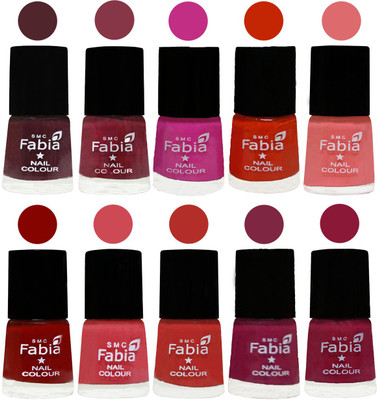

FABIA Matte Nail Polish Combo/Multicolor Nail Polish/Mix Color/Combo Color Set of 10pcs(6ml each) 110201923 Wine-Wine Red-Pink Pink-Fire Orange-Baby Pink-Bold Red-Strawberry-Candy Orange-Dark Magenta-Pure Wine(Pack of 10)