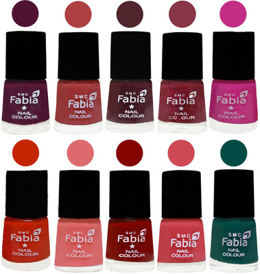

FABIA Matte Nail Polish Combo/Multicolor Nail Polish/Mix Color/Combo Color Set of 10pcs(6ml each) 110201890 Boysenberry-Peach-Wine-Wine Red-Pink Pink-Fire Orange-Baby Pink-Bold Red-Strawberry-Pine Green(Pack of 10)