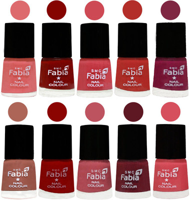 

FABIA Matte Nail Polish Combo/Multicolor Nail Polish/Mix Color/Combo Color Set of 10pcs(6ml each) 110201998 Baby Pink-Bold Red-Strawberry-Candy Orange-Dark Magenta-Coral-Red-Coral Pink -Jam-Punch Pink(Pack of 10)