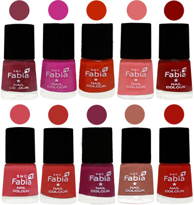

FABIA Matte Nail Polish Combo/Multicolor Nail Polish/Mix Color/Combo Color Set of 10pcs(6ml each) 110201944 Wine Red-Pink Pink-Fire Orange-Baby Pink-Bold Red-Strawberry-Candy Orange-Dark Magenta-Coral-Reddish Red(Pack of 10)