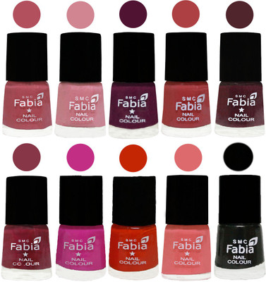 

FABIA Matte Nail Polish Combo/Multicolor Nail Polish/Mix Color/Combo Color Set of 10pcs(6ml each) 110201849 Mauve Pink-Rose-Boysenberry-Peach-Wine-Wine Red-Pink Pink-Fire Orange-Baby Pink-Black(Pack of 10)