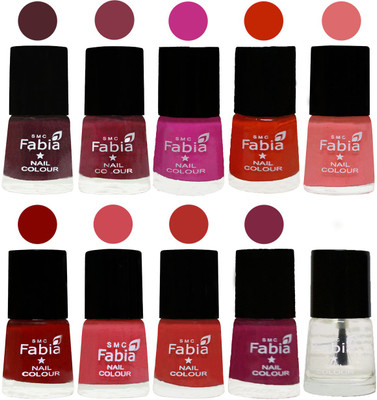 

FABIA Matte Nail Polish Combo/Multicolor Nail Polish/Mix Color/Combo Color Set of 10pcs(6ml each) 110201933 Wine-Wine Red-Pink Pink-Fire Orange-Baby Pink-Bold Red-Strawberry-Candy Orange-Dark Magenta-Top Coat(Pack of 10)
