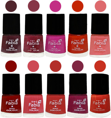

FABIA Matte Nail Polish Combo/Multicolor Nail Polish/Mix Color/Combo Color Set of 10pcs(6ml each) 110201924 Wine-Wine Red-Pink Pink-Fire Orange-Baby Pink-Bold Red-Strawberry-Candy Orange-Dark Magenta-Orange(Pack of 10)