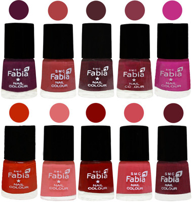 

FABIA Matte Nail Polish Combo/Multicolor Nail Polish/Mix Color/Combo Color Set of 10pcs(6ml each) 110201878 Boysenberry-Peach-Wine-Wine Red-Pink Pink-Fire Orange-Baby Pink-Bold Red-Strawberry-Jam(Pack of 10)
