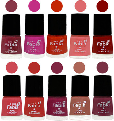 

FABIA Matte Nail Polish Combo/Multicolor Nail Polish/Mix Color/Combo Color Set of 10pcs(6ml each) 110201946 Wine Red-Pink Pink-Fire Orange-Baby Pink-Bold Red-Strawberry-Candy Orange-Dark Magenta-Coral-Plum(Pack of 10)