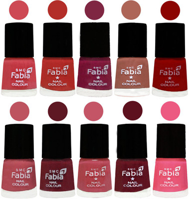 

FABIA Matte Nail Polish Combo/Multicolor Nail Polish/Mix Color/Combo Color Set of 10pcs(6ml each) 110202028 Strawberry-Candy Orange-Dark Magenta-Coral-Red-Coral Pink -Jam-Light Pink-Maroon-Shock Pink Light(Pack of 10)