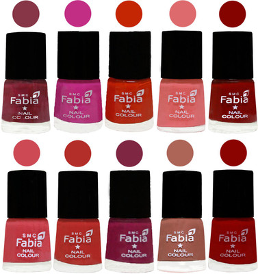 

FABIA Matte Nail Polish Combo/Multicolor Nail Polish/Mix Color/Combo Color Set of 10pcs(6ml each) 110201936 Wine Red-Pink Pink-Fire Orange-Baby Pink-Bold Red-Strawberry-Candy Orange-Dark Magenta-Coral-Red(Pack of 10)