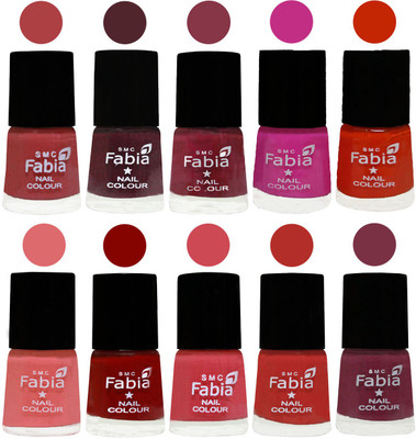 

FABIA Matte Nail Polish Combo/Multicolor Nail Polish/Mix Color/Combo Color Set of 10pcs(6ml each) 110201907 Peach-Wine-Wine Red-Pink Pink-Fire Orange-Baby Pink-Bold Red-Strawberry-Candy Orange-Plum(Pack of 10)