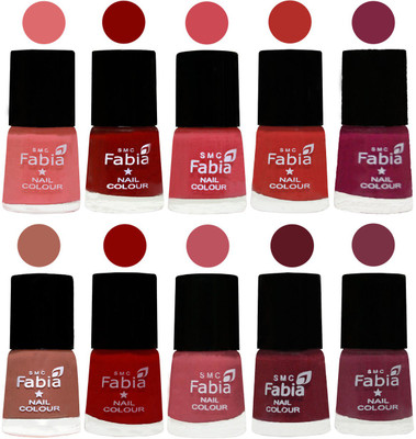 

FABIA Matte Nail Polish Combo/Multicolor Nail Polish/Mix Color/Combo Color Set of 10pcs(6ml each) 110201997 Baby Pink-Bold Red-Strawberry-Candy Orange-Dark Magenta-Coral-Red-Coral Pink -Jam-Plum(Pack of 10)