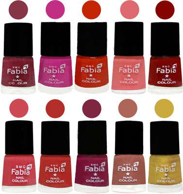 

FABIA Matte Nail Polish Combo/Multicolor Nail Polish/Mix Color/Combo Color Set of 10pcs(6ml each) 110201949 Wine Red-Pink Pink-Fire Orange-Baby Pink-Bold Red-Strawberry-Candy Orange-Dark Magenta-Coral-Mattis gold(Pack of 10)