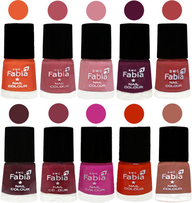 

FABIA Matte Nail Polish Combo/Multicolor Nail Polish/Mix Color/Combo Color Set of 10pcs(6ml each) 110201806 Sour Orange-Mauve Pink-Rose-Boysenberry-Peach-Wine-Wine Red-Pink Pink-Fire Orange-Baby Pink(Pack of 10)