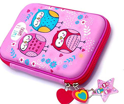 

ShopNGift Premium Stylish Owl Print Large Capacity Hardtop EVA Pencil Case Organizer School Kids Girls Women Pen Holder Pouch Multipurpose (Owl Pink) Pouch(Pink)