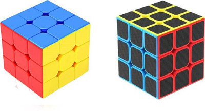 

Montez High Speed Stickerless 3x3 & Carbon Fiber sticker 3x3 Magic Rubik cube Combo Puzzle toy(2 Pieces)