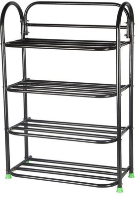 Patelraj Metal Collapsible Shoe Stand(Black, 4 Shelves)