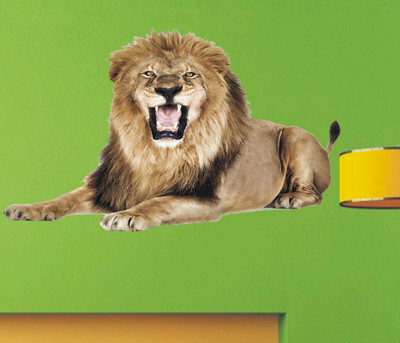 Jump up 72 cm Lion , Wall sticker Self Adhesive Sticker(Pack of 1)