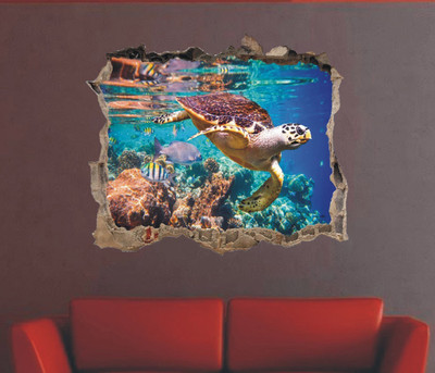Jagvii 59 cm Tortoise come inside from wall, Self Adhesive Sticker(Pack of 1)