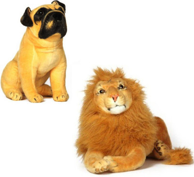 Speoma HUTCH DOG AND LION ANIMAL SOFT TOY COMBO - 30 cm(Multicolor)