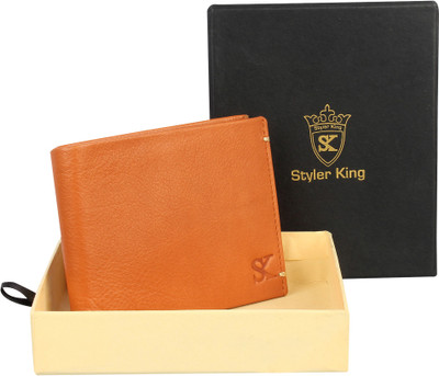 

Styler King Men Tan Genuine Leather Wallet(3 Card Slots)