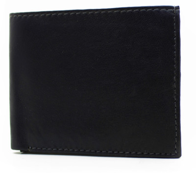 

flex boom Men Black Genuine Leather Wallet(4 Card Slots)