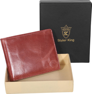 

Styler King Men Brown Genuine Leather Wallet(8 Card Slots)