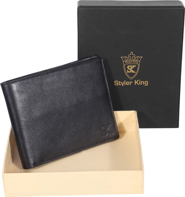 Styler King Men Black Genuine Leather Wallet(4 Card Slots)
