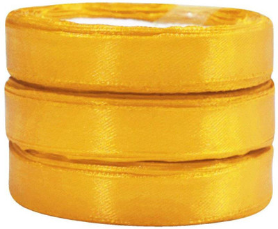 AsianHobbyCrafts Satin Ribbon, Yellow (12mmx10m) : 3 PCS