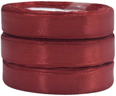 

AsianHobbyCrafts Satin Ribbon, Maroon (12mmx10m, Pack of 3 Pieces)