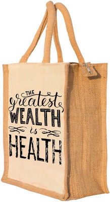 Nisol® Health is Wealth Waterproof Lunch Bag(Beige, 12 inch)