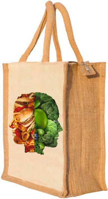 

Nisol® Face of Fast Food & Vegie Waterproof Lunch Bag(Beige, 12 inch)