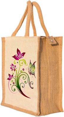 

Nisol® Floral Flowers & Butterfly Waterproof Lunch Bag(Beige, 12 inch)