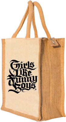 

Nisol® Girls Like Funny Boys Waterproof Lunch Bag(Beige, 12 inch)