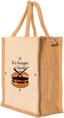 

Nisol® It's Burger'O Clock Waterproof Lunch Bag(Beige, 12 inch)