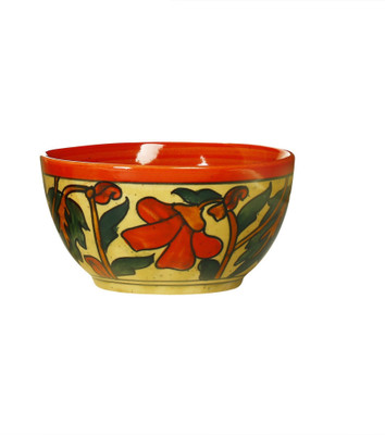 

Caffeine Katori Ceramic in Glossy Orange Flower (Set of 1) Handmade Stoneware Bowl(Orange, Pack of 1)