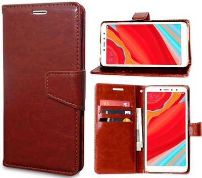 Unistuff Flip Cover for Mi Redmi Y2(Brown, Dual Protection)