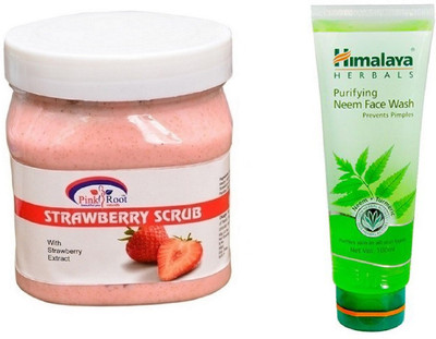 

Pink Root STRAWBERRY SCRUB 500ML WITH NEEM FACE WASH(Set of 2)