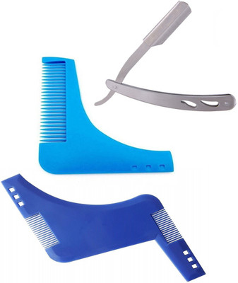 

JAMPAK Combo Of Shaving Razor, Beard Shaper Comb With Hair Comb Set For Saloon And Home Use, Pack Of 1(Set of 3)