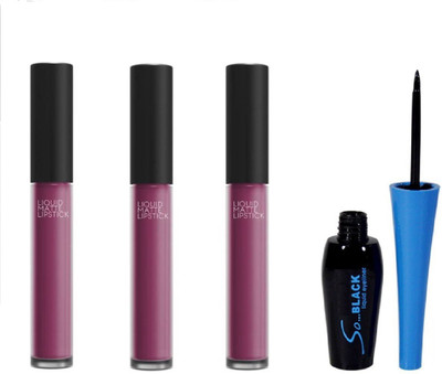 

Vedy Matte Combo set of eyeliner and lipstick for woman and Girls(Set of 4)