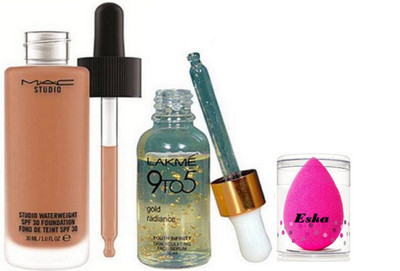 

eska Eyelashes & Mac Waterweight Foundation & 9 to 5 Face Serum(Set of 3)