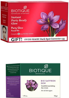 

BIOTIQUE BIO PARTY GLOW FACIAL KIT, saffron dew youthful nourishing day cream(Set of 2)