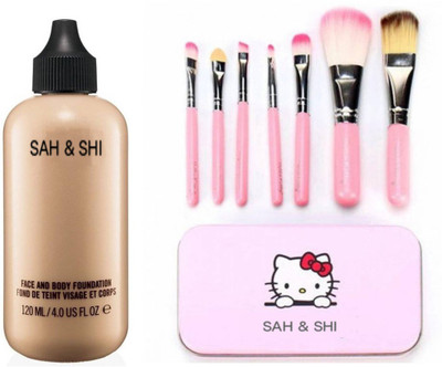 

Sah&Shi Makeup Brushes Set of 7 with liquid Face&Body Foundation(Set of 2)