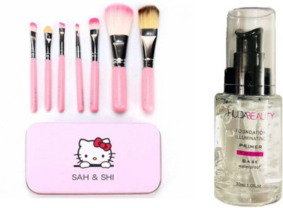 

Sah&Shi Makeup Brushes Set of 7 with Waterproof Transparent Primer 30ml For All Skin Type(Set of 2)