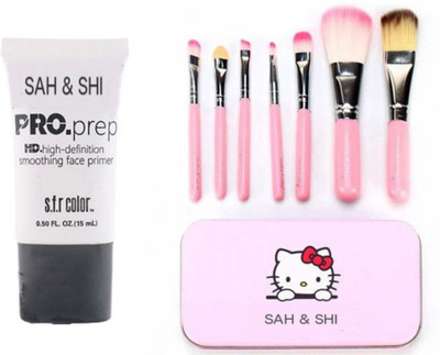 

Sah&Shi Pro. Prep HD Matte Liquid Smoothing Face Primer With Hello kitty makeup Brushes Set of 7(Set of 2)